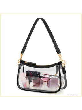 Small PVC Clear Shoulder Bag Mini Purse with Zipper & Chain Strap